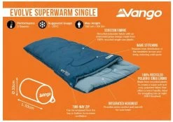 Vango Evolve Superwarm Slaapzak - Blauw 17 Vango Evolve Superwarm Slaapzak - Blauw -Kortingswinkel voor outdoorartikelen 1900 1783 evolve superwarm single 1
