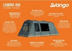 Vango Lismore 450 Tunneltent - 4 Persoons - Groen -Kortingswinkel voor outdoorartikelen 1900 1783 lismore 450 package 3