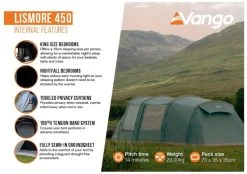 Vango Lismore 450 Tunneltent - 4 Persoons - Groen -Kortingswinkel voor outdoorartikelen 1900 1783 lismore 450 package 4