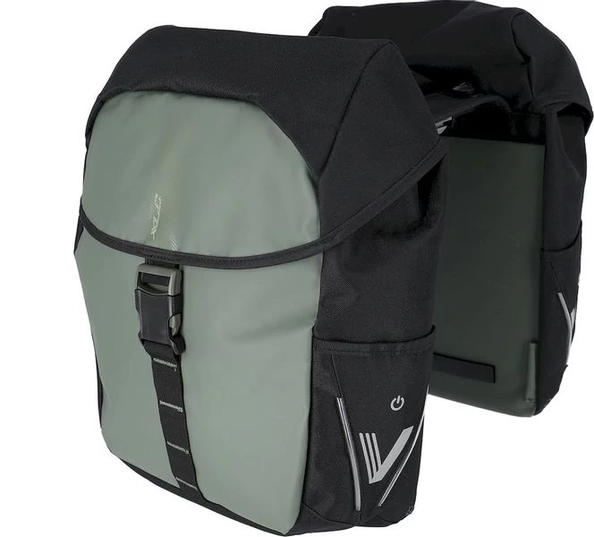 XLC V-light Active MIK Dubbele Fietstas - 34 Liter - Zwart/groen 2 XLC V-light Active MIK Dubbele Fietstas - 34 Liter - Zwart/groen - Afbeelding 2