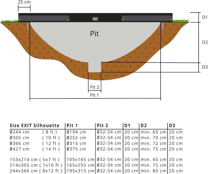 EXIT TOYS Exit Silhouette InGround Trampoline Met Net - 305 X 214 Cm - Zwart 3 EXIT TOYS Exit Silhouette InGround Trampoline Met Net - 305 X 214 Cm - Zwart - Afbeelding 3