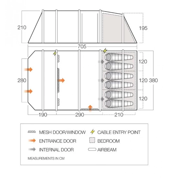 Vango Lismore Air 600XL Opblaasbare Tunneltent - 5 Persoons - Groen 12 Vango Lismore Air 600XL Opblaasbare Tunneltent - 5 Persoons - Groen - Afbeelding 12