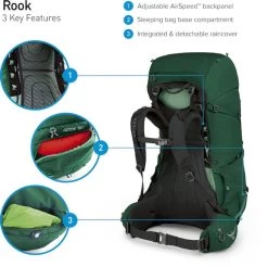 Osprey Rook Backpack - 65 Liter - Zwart -Kortingswinkel voor outdoorartikelen osprey rook features